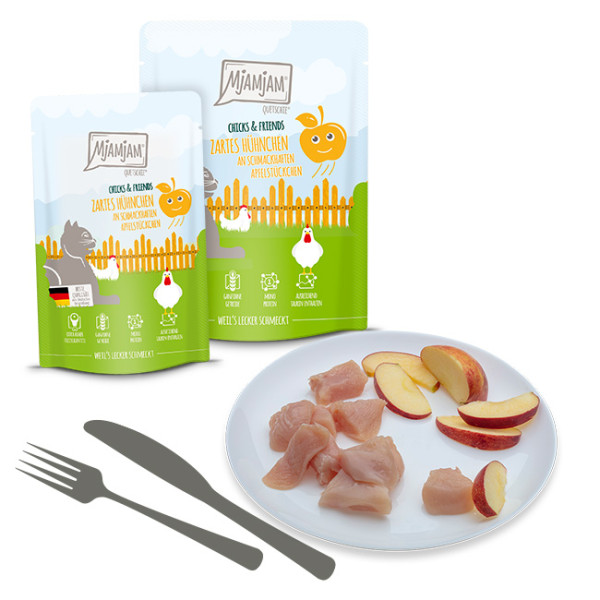 MjAMjAM - Quetschie - Chicks & Friends zartes Hühnchen an schmackhaften Apfelstückchen